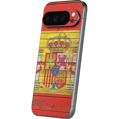 Spain Flag Dark Wood Google Pixel 9 Pro Skin